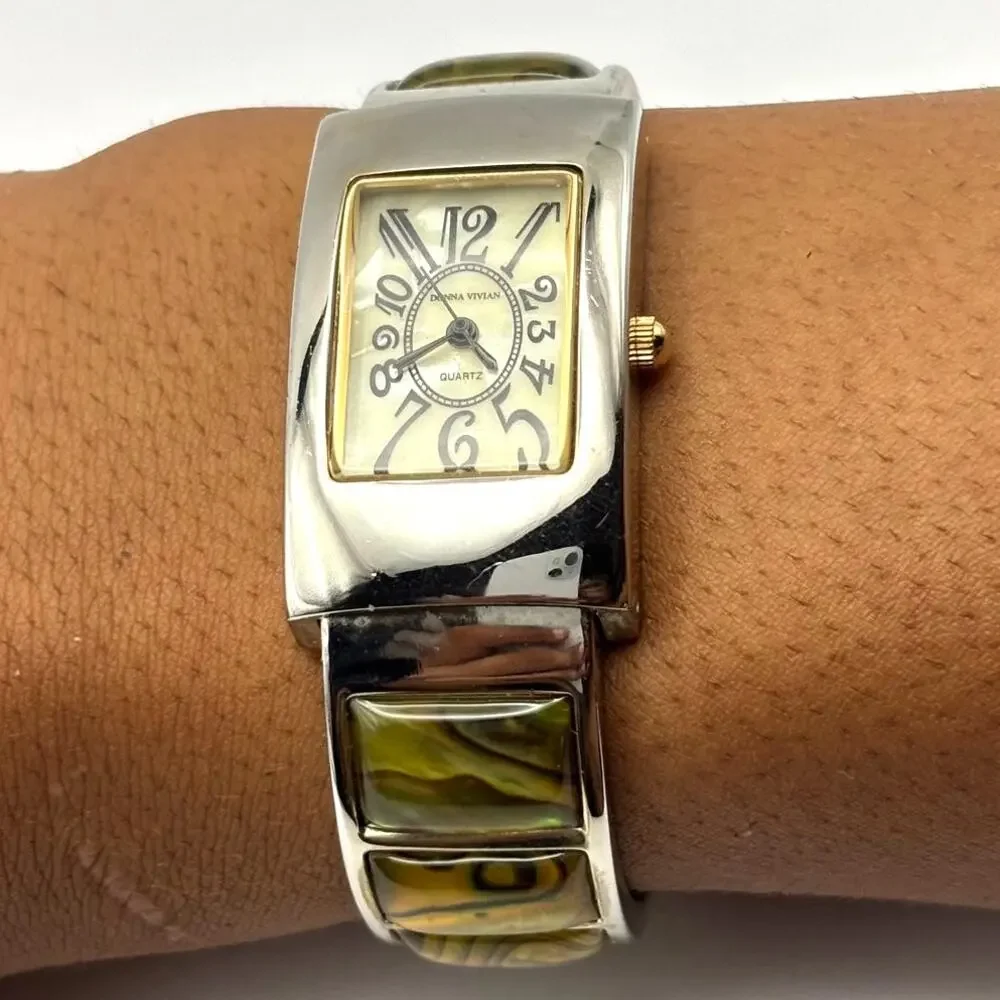 Y2K Silver & Green Watch